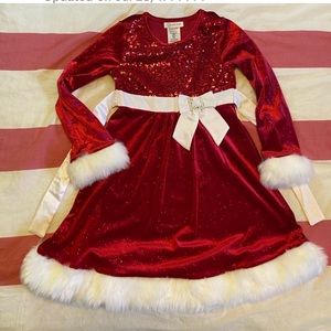 Girls Bonnie Jean sequin Santa Christmas dress